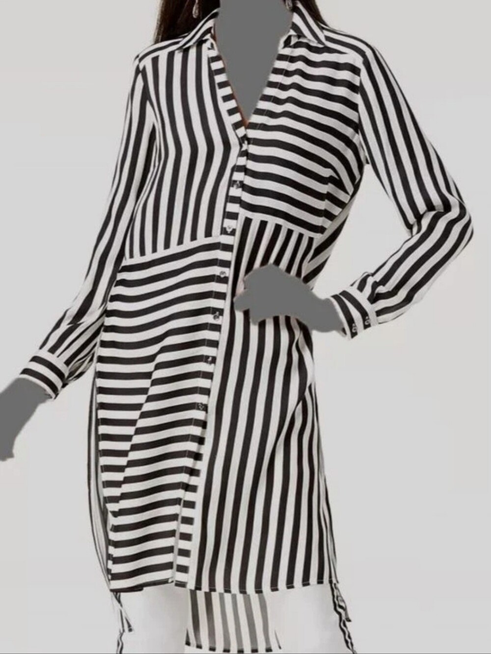 INC International Concepts Black and White Striped Tunic - Picture 3 of 11